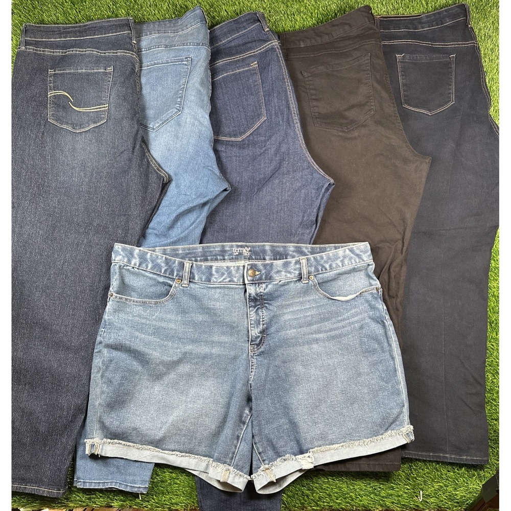 Lot Of 6 Women's 3X Size 24 Jeans Pants Shorts Levi Terra & Sky Old Navy Mixed